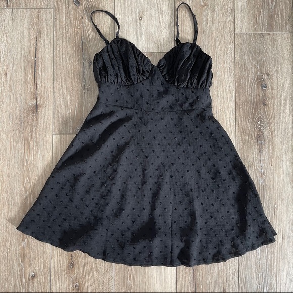 NWT Lulus Black Swiss Dot Mini Dress - Picture 5 of 11
